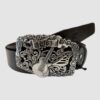 Re Ferdinando Leather belt with pin buckle in cognac